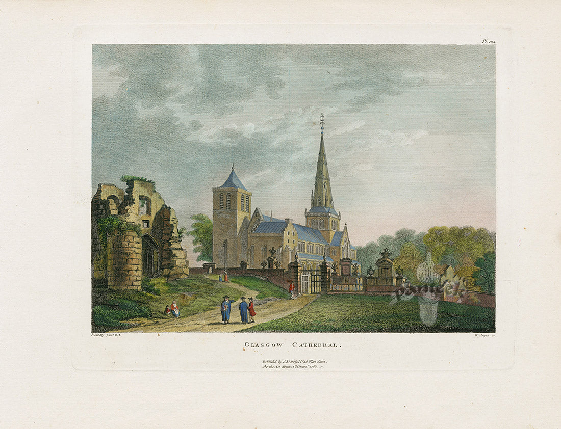 Sandby Stately Homes Hand Colored Engraving Glasgow Cathedral