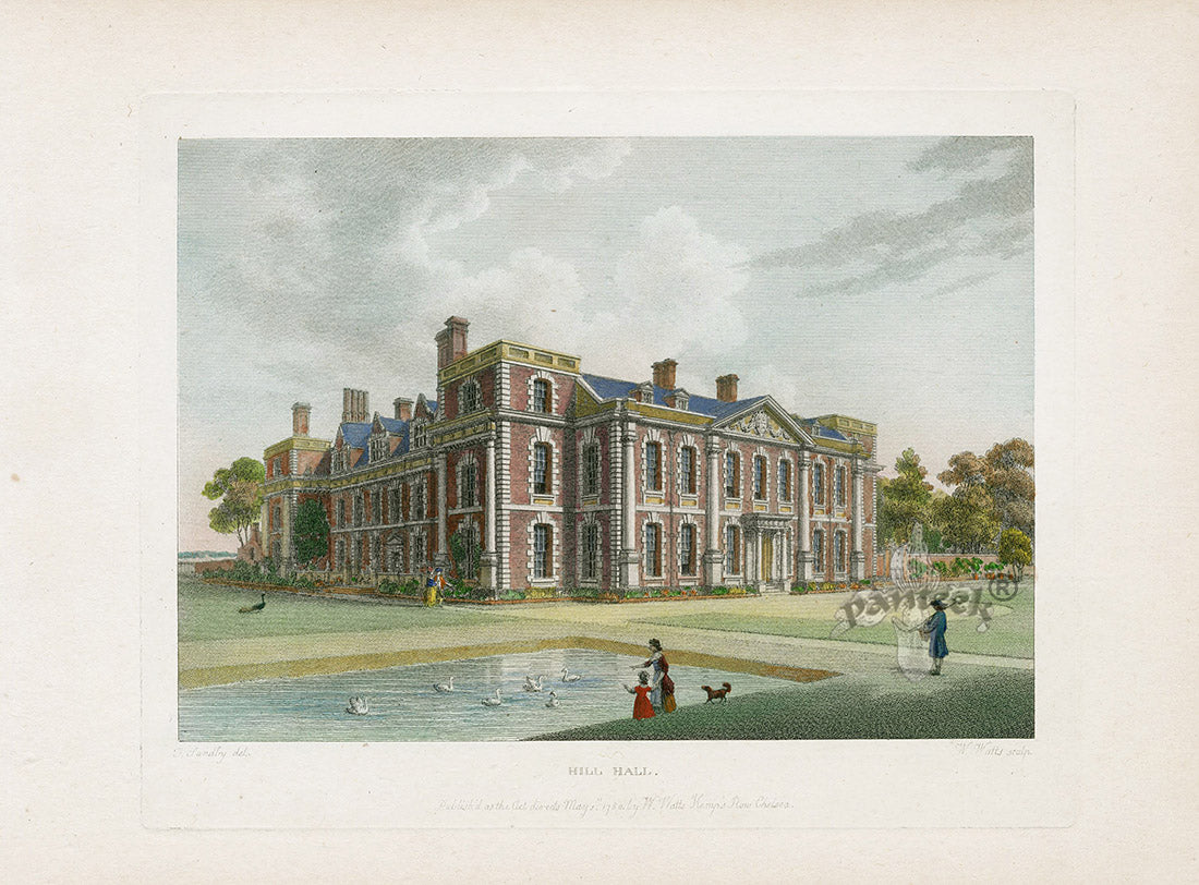 Sandby Stately Homes Hand Colored Engraving Hill Hall