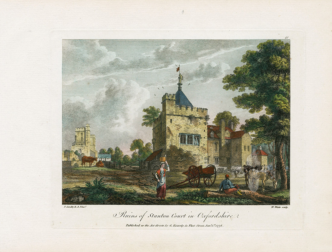 Sandby Stately Homes Hand Colored Engraving Stanton Court Ruins