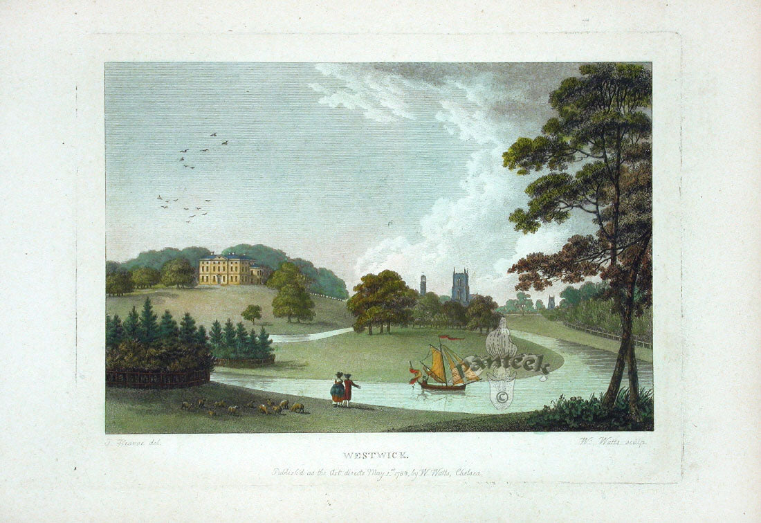 Sandby Stately Homes Hand Colored Engraving Westwick