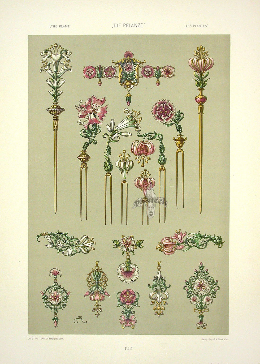 Seder The Plant in Art and Trade Print Hairpins & Jewelry