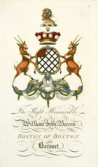 Segar English Genealogy  Antique Engraving Baron Boston, Antelope - Panteek Antique Prints
