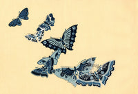 Sekka Cho Senshu 8 Blue, White Butterflies - Panteek Antique Prints