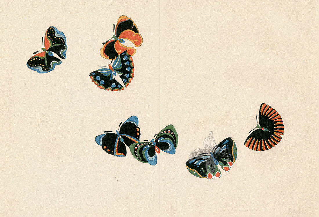 Sekka Cho Senshu Black, Red, Blue, Green Butterflies