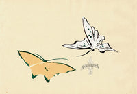 Sekka Cho Senshu Black, White, Yellow Butterflies - Panteek Antique Prints