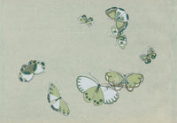Sekka Cho Senshu Green, White Butterflies - Panteek Antique Prints