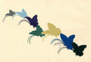 Sekka Cho Senshu Grey, Blue, Green, Beige, Black Butterflies - Panteek Antique Prints