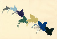 Sekka Cho Senshu Grey, Blue, Green, Beige, Black Butterflies - Panteek Antique Prints