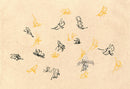 Sekka Cho Senshu Yellow, Black Butterflies - Panteek Antique Prints