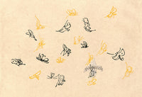 Sekka Cho Senshu Yellow, Black Butterflies - Panteek Antique Prints