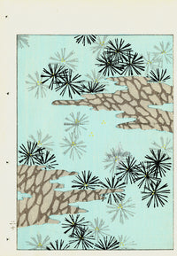 Shin-Bijutsukai Magazine Black, Grey Flowers Design - Panteek Antique Prints