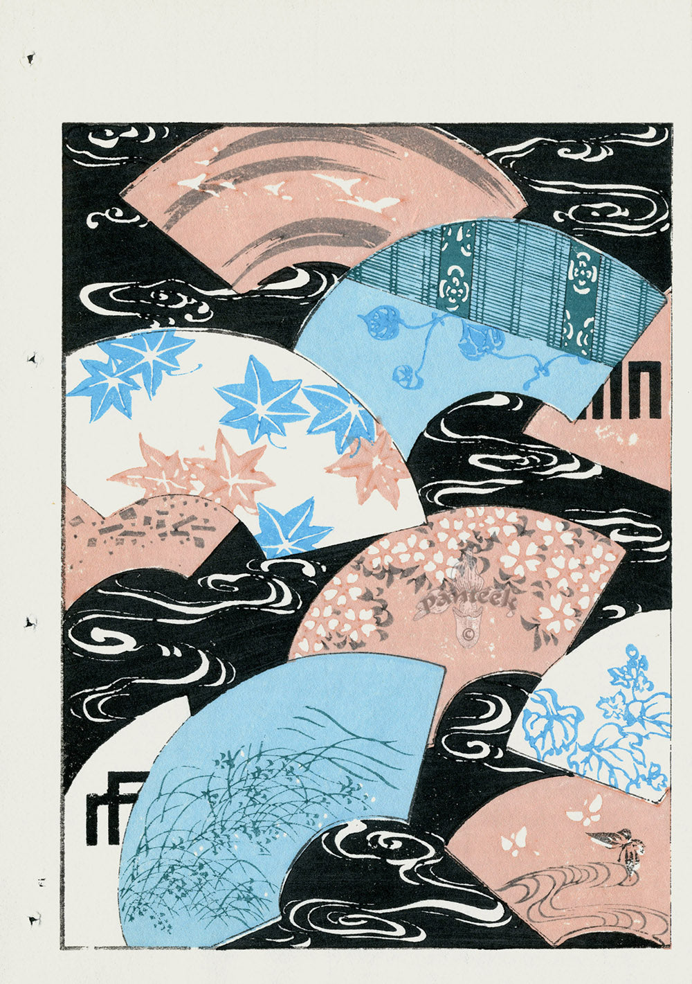 Shin-Bijutsukai Magazine Blue, White, Pink on Black, White Design