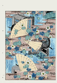 Shin-Bijutsukai Magazine Fans and Flowers - Panteek Antique Prints