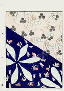 Shin-Bijutsukai Magazine Green Clover on Beige with Flowers on Blue Design - Panteek Antique Prints