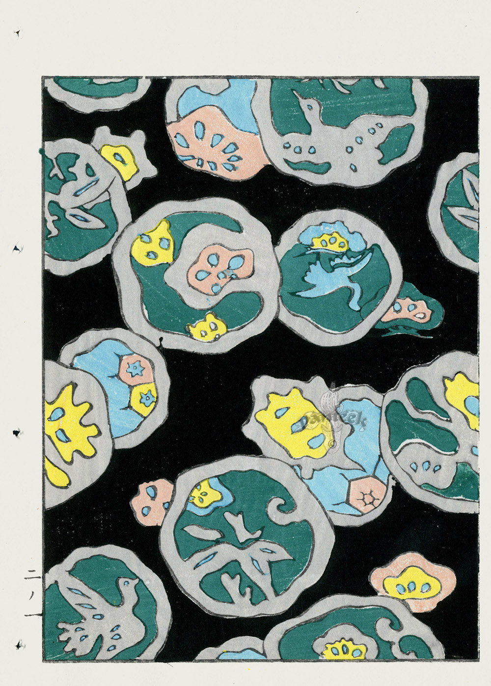 Shin-Bijutsukai Magazine Grey, Green, Yellow, Blue on Black Design