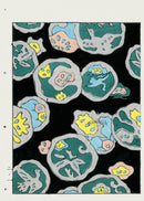 Shin-Bijutsukai Magazine Grey, Green, Yellow, Blue on Black Design - Panteek Antique Prints