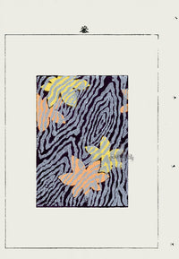 Shin-Bijutsukai Magazine Orange, Yellow Leaves Silver Highlights Design - Panteek Antique Prints
