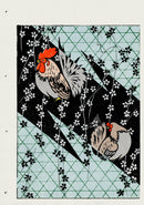 Shin-Bijutsukai Magazine Red, Grey, Beige Rooster, Hen - Panteek Antique Prints