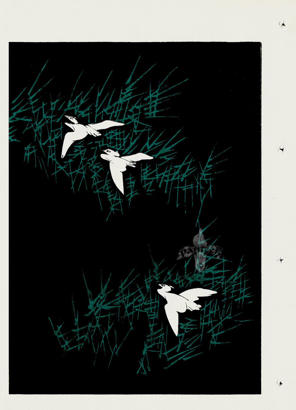 Shin-Bijutsukai Magazine White Birds on Green, Black Design