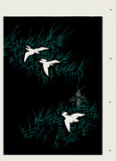 Shin-Bijutsukai Magazine White Birds on Green, Black Design - Panteek Antique Prints