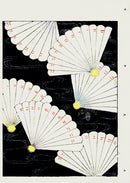 Shin-Bijutsukai Magazine White Fans on Black Design - Panteek Antique Prints