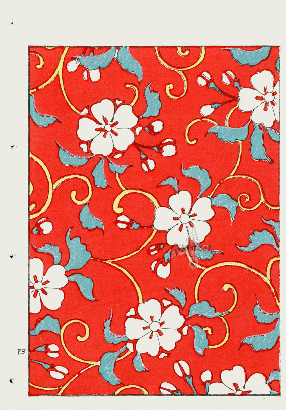 Shin-Bijutsukai Magazine White Florals Red