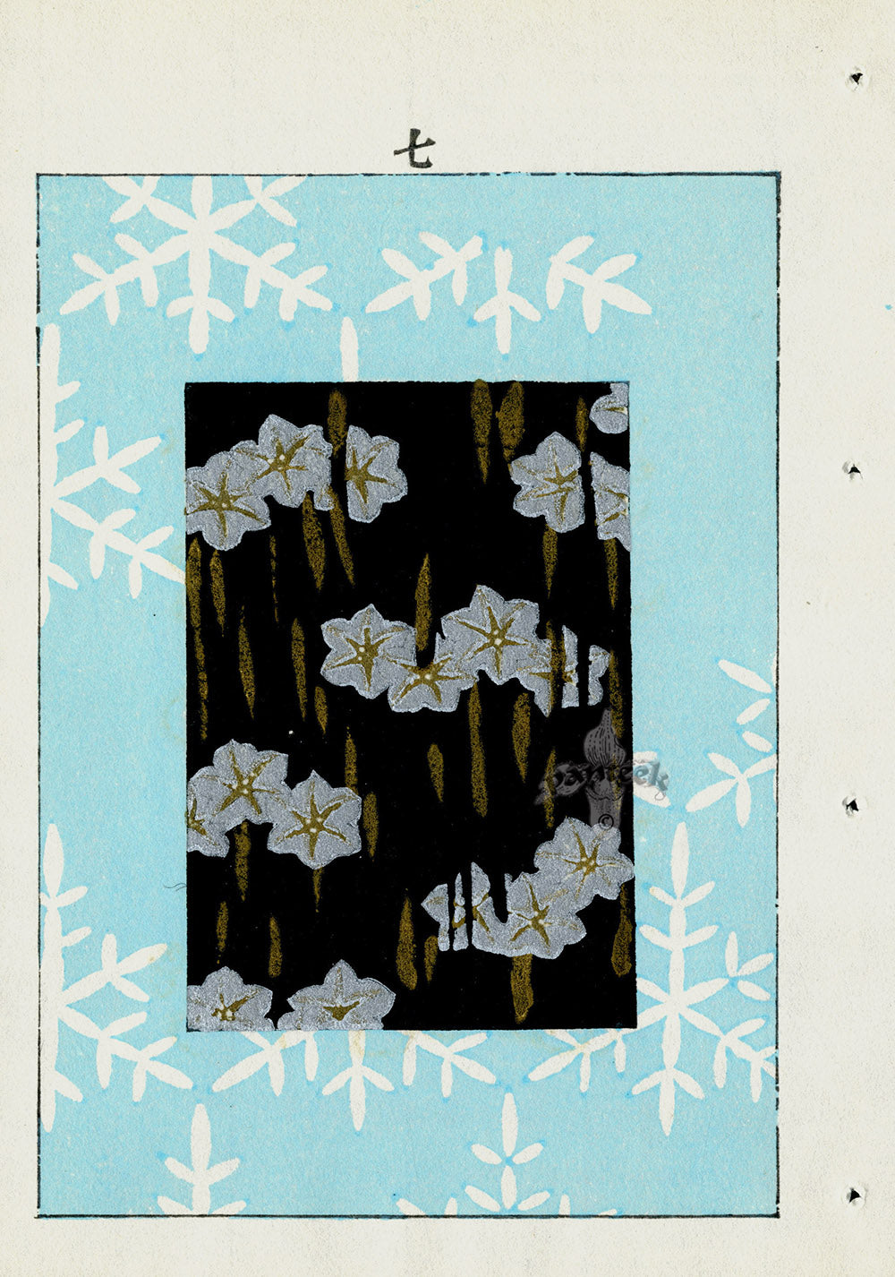 Shin-Bijutsukai Magazine White Flowers and White Snowflakes with Silver Highlights Design