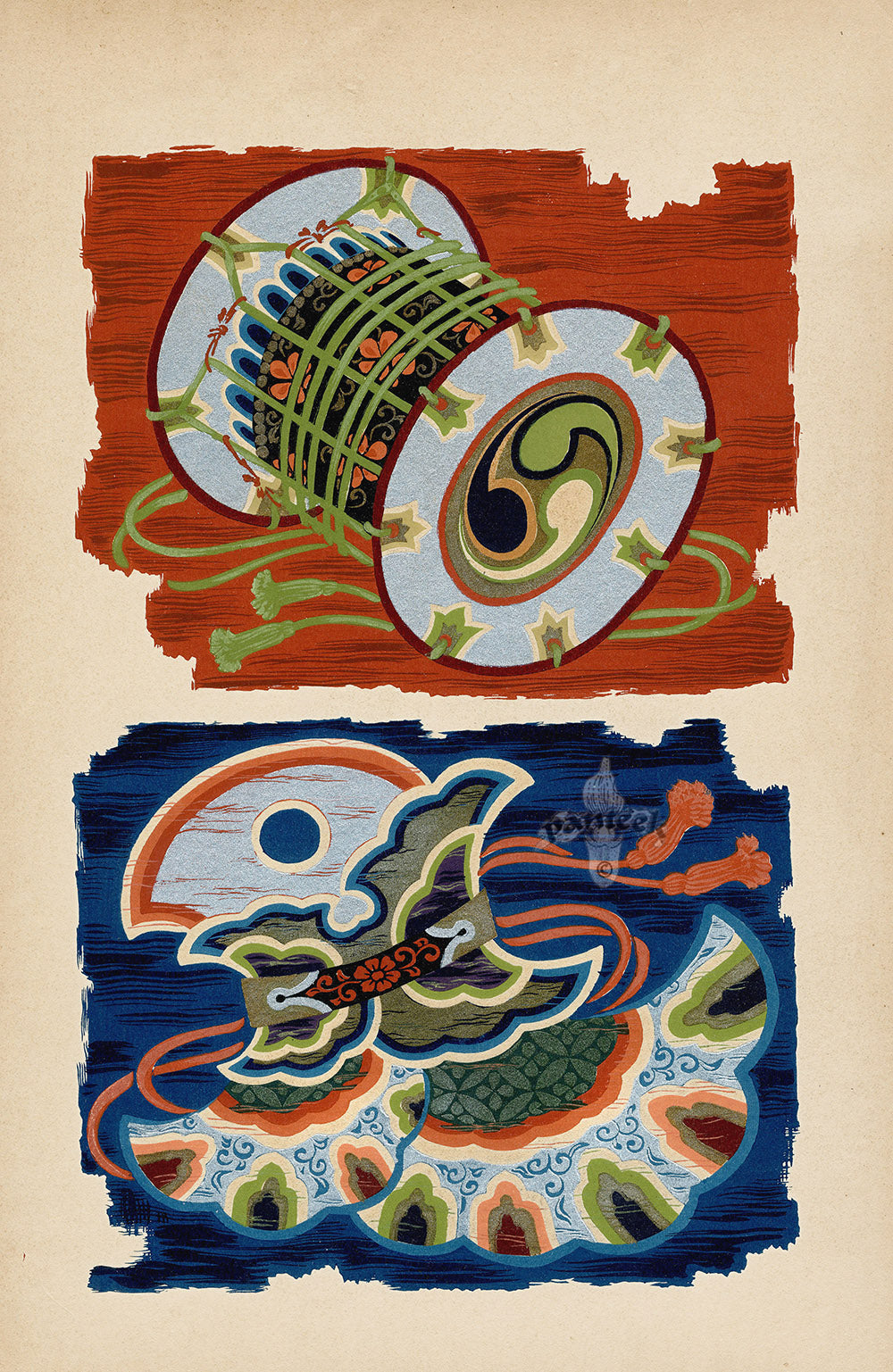 Showa Japanese Textile Design Drums, Instruments