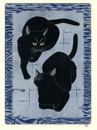 Tadashige Nishida Black Cats Gesture 2 - Panteek Antique Prints