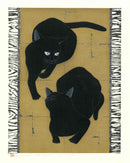 Tadashige Nishida Black Cats Gesture - Gold - Panteek Antique Prints
