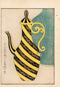 Tanaka Yohu Woodblock 1892 Ceramic Vase Design Gold, 2 prints - Panteek Antique Prints