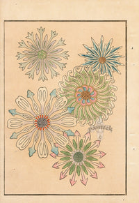 Tanaka Yohu Woodblock 1892 Five Flowers - Panteek Antique Prints