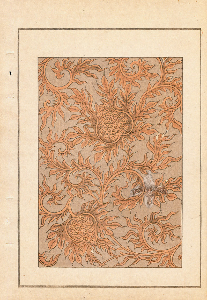 Tanaka Yohu Woodblock 1892 Floral Design