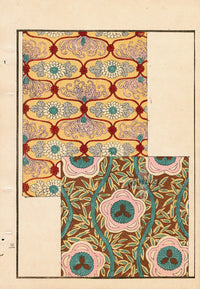 Tanaka Yohu Woodblock 1892 Floral Design, Chrysanthemum - Panteek Antique Prints