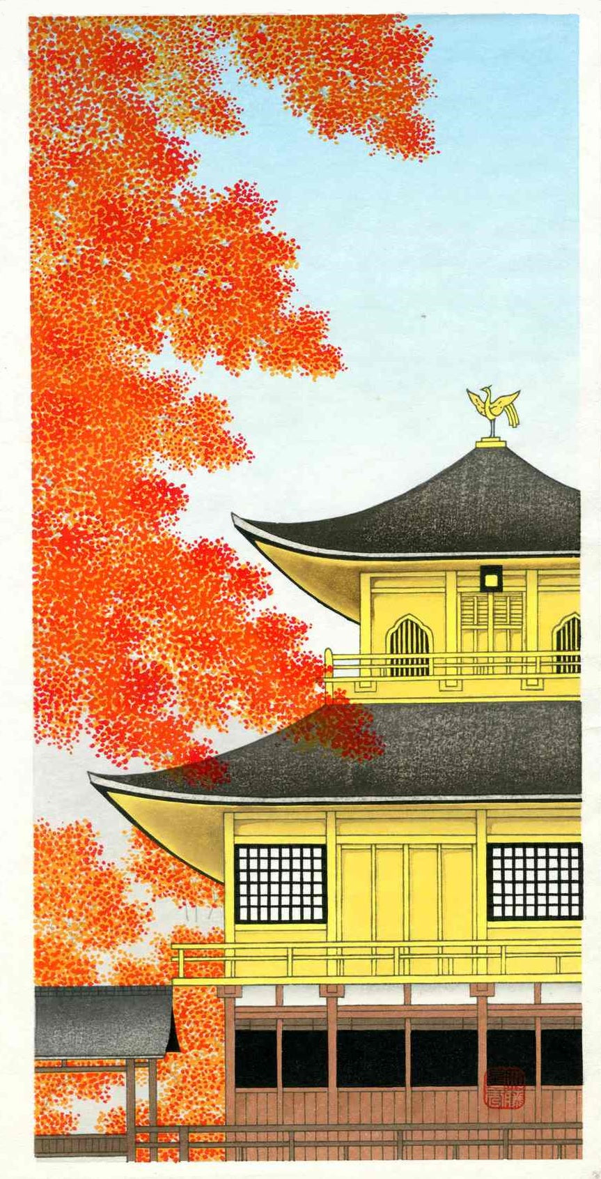 Teruhide Kato Woodblock Kinkaku-ji Temple in Autumn