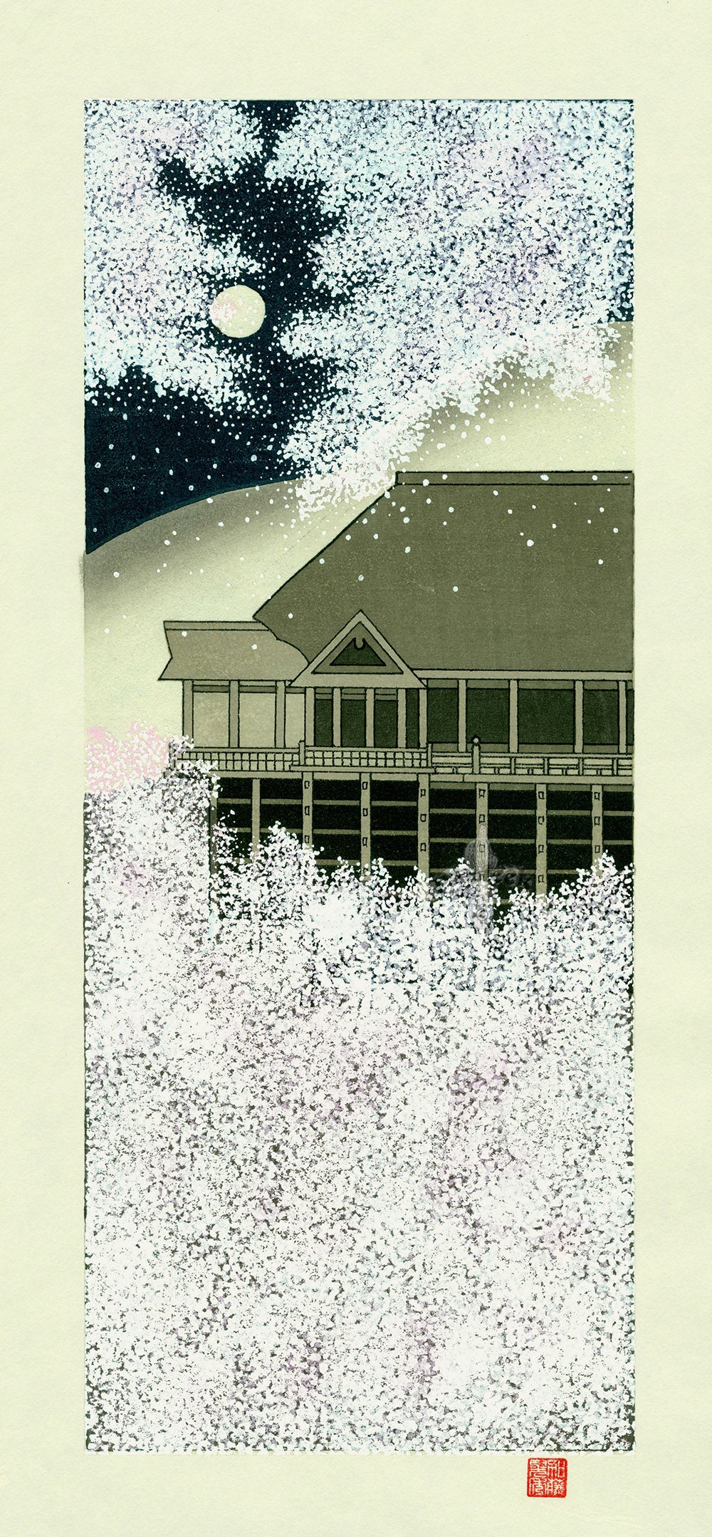 Teruhide Kato Woodblock Kiyomizu in Moonlight