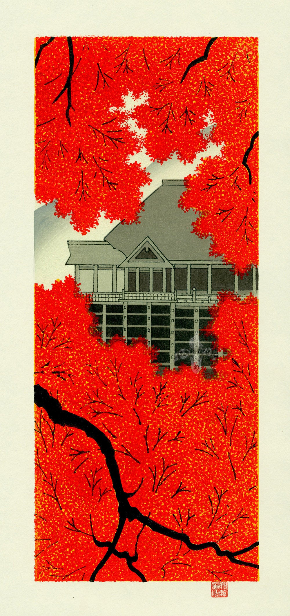 Teruhide Kato Woodblock Kiyomizudera Temple in Autumn