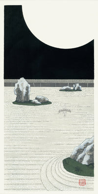 Teruhide Kato Woodblock Ryoan-ji in Moonlight - Panteek Antique Prints