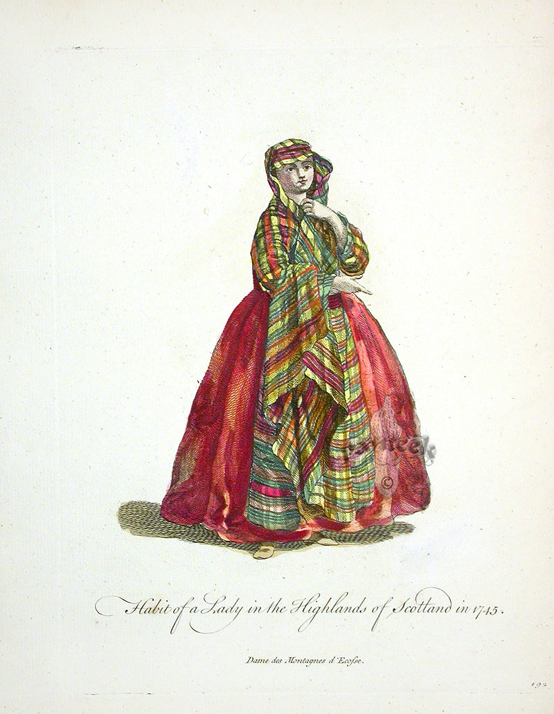 Thomas Jefferys Original Costume Engravings Scotland Highlands Lady