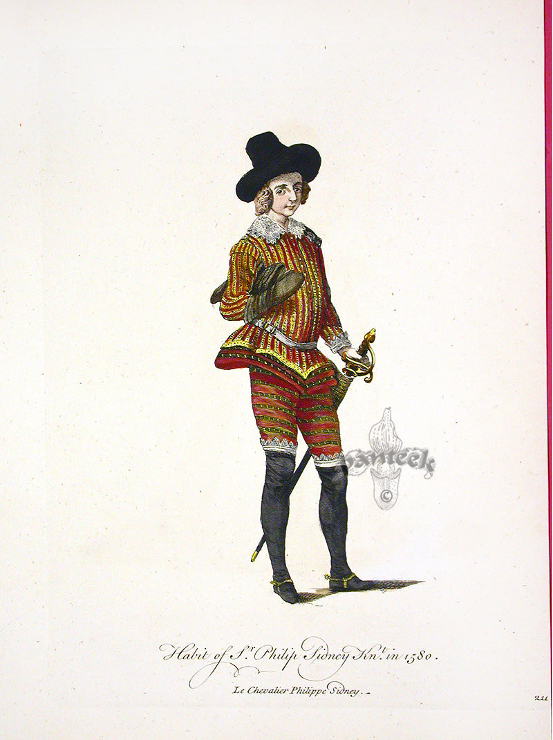 Thomas Jefferys Original Costume Engravings Sir Philip Sidney