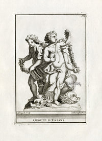 Thomassin Statues of Versailles Antique Print Cherubs, Dolphins - Panteek Antique Prints