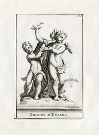 Thomassin Statues of Versailles Antique Print Cherubs, Dove, Shell - Panteek Antique Prints