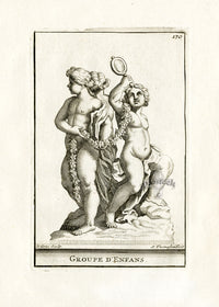 Thomassin Statues of Versailles Antique Print Cherubs, Mirror - Panteek Antique Prints