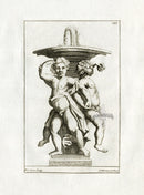 Thomassin Statues of Versailles Antique Print Fountain, 3 Cherubs - Panteek Antique Prints