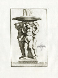 Thomassin Statues of Versailles Antique Print Fountain, 3 Putti - Panteek Antique Prints