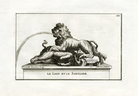 Thomassin Statues of Versailles Antique Print Fountain, Lion, Boar - Panteek Antique Prints
