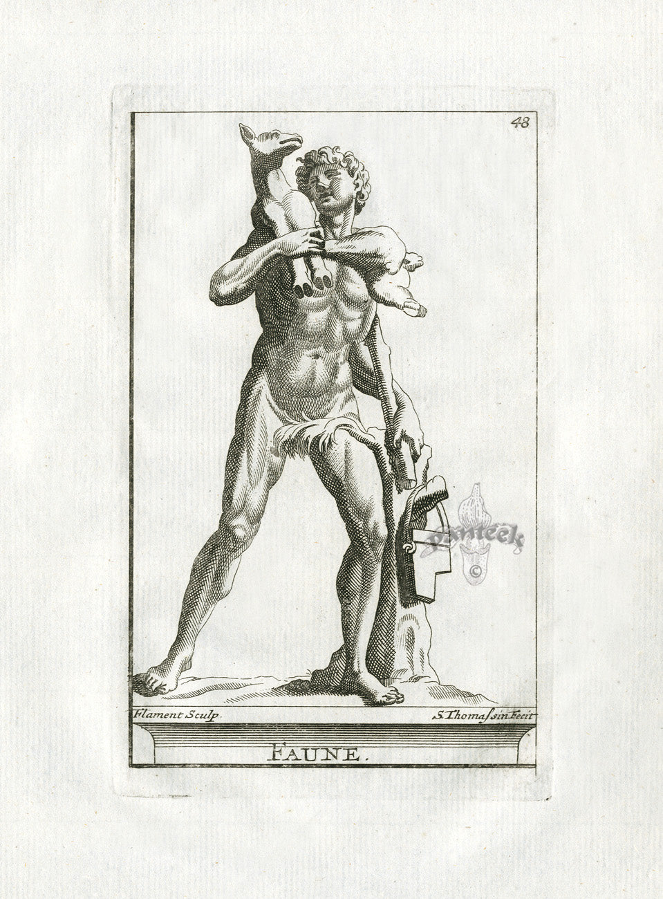 Thomassin Statues of Versailles Antique Print Man, Faun
