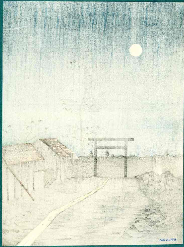 Torii and Full Moon by Kiyochika Kobayashi 1930 - Panteek Antique Prints