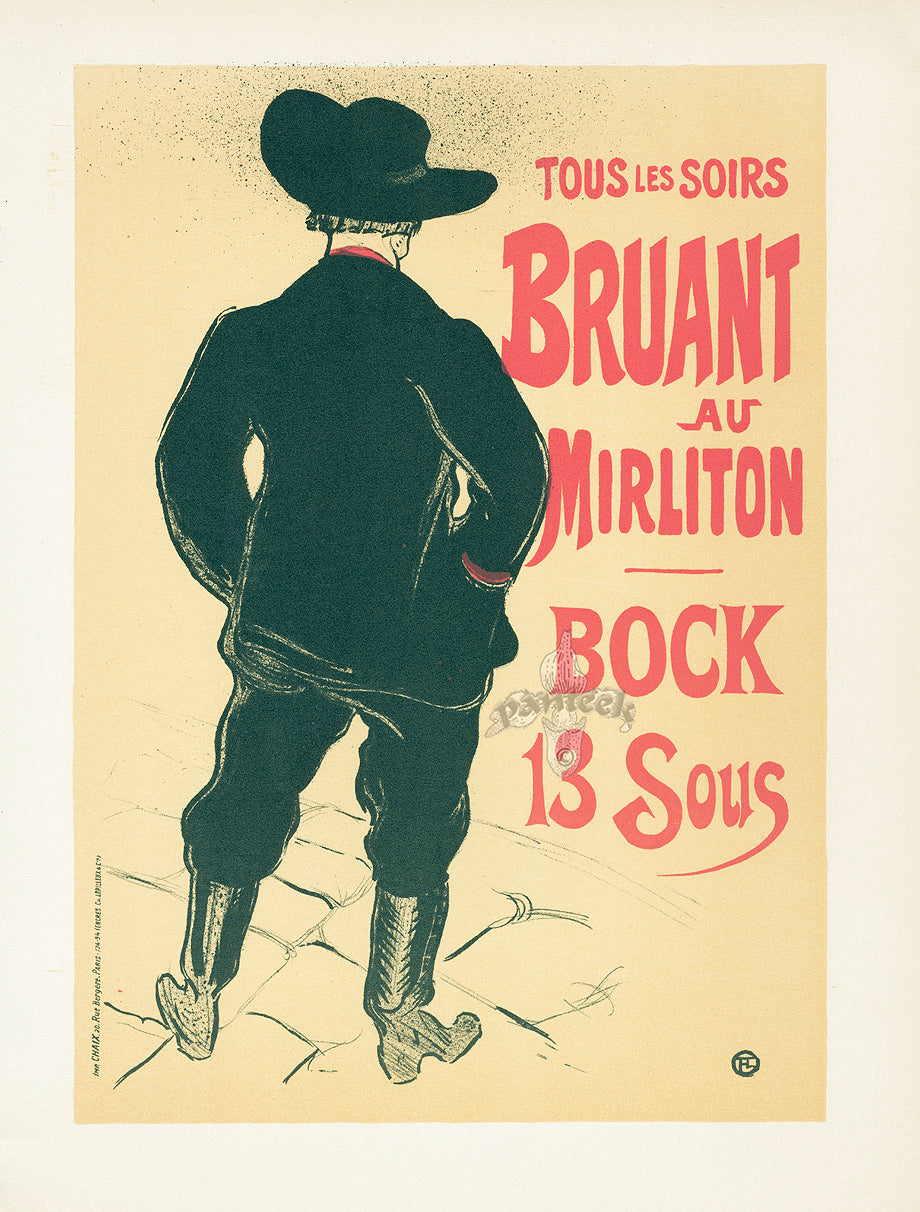 Toulouse Lautrec Original Sauret Poster Bruant au Mirliton