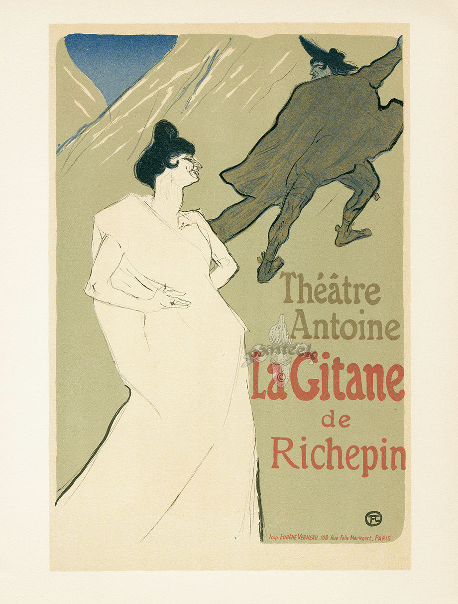 Toulouse Lautrec Original Sauret Poster La Gitane